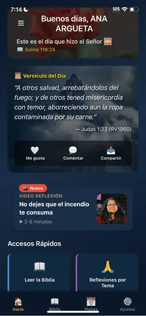 Captura completa de Biblia Plus en un iPhone de Apple